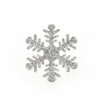 Термоаппликация вышитая TBY 4х4 см Снежинка S71-01 серебряный