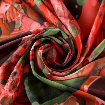 Креп-шифон 027-08231 красный принтованный