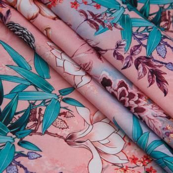 Вискоза "Лоренцо" стрейч 036-17683 розовый принтованный