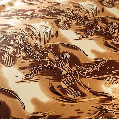 Шелк натуральный К15-424 бежевый принтованный