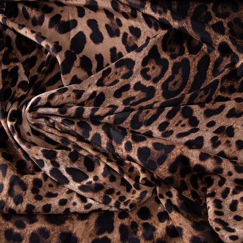 Шелк натуральный стрейч 064-20053 коричневый лео