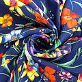 Шелк натуральный К32-155 темно-синий принтованный