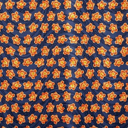 Шелк натуральный К18-055 темно-синий принтованный