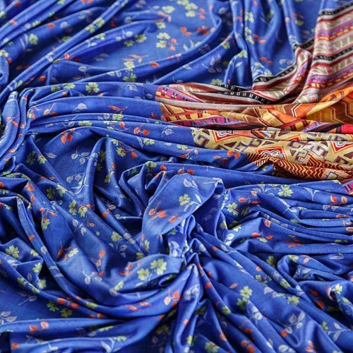 Лайкра 005-05966 синий принтованный