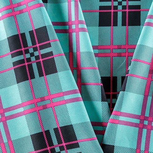 Крепдешин синтетический 029-08388 бирюзовый принтованный