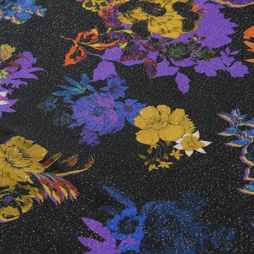 Вискоза с люрексом 009-12075 черный принтованный