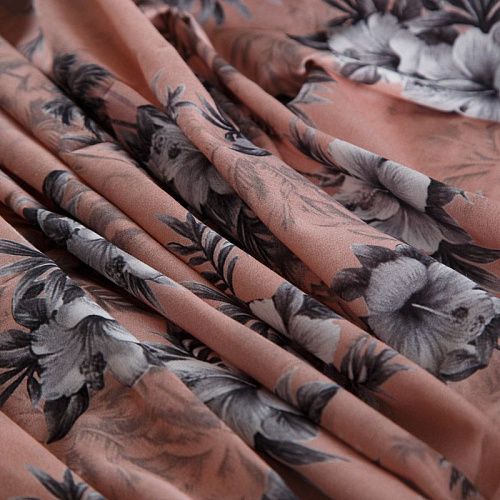 Батист 003-15052 медно-розовый принтованный