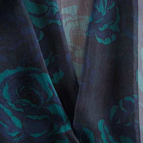 Шифон-жатка шелковый 068-12213 черный принтованный