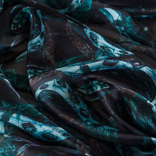 Шифон 068-17403 черный принтованный