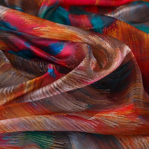 Шифон 068-17455 красно-желтый мультиколор