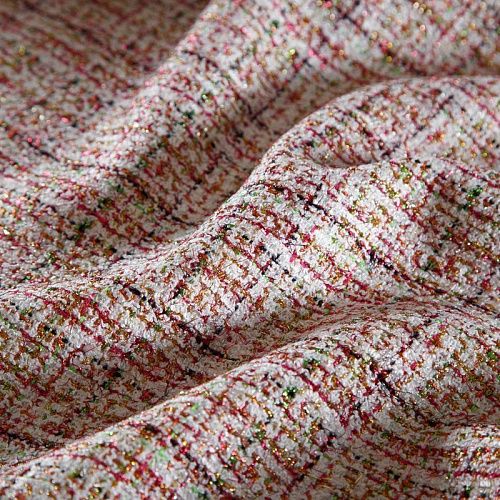 Твид дублированный 052-16580 белый/мультиколор
