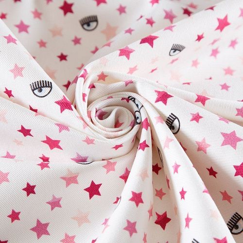 Джинс стрейч 015-12545 молочный принтованный