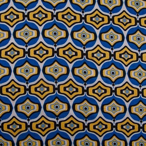 Штапель 069-17536 желто-синий принтованный