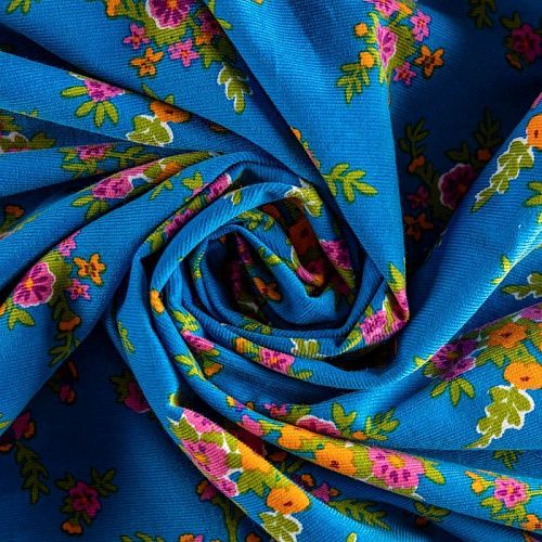 Микровельвет К36-059 ярко-синий принтованный