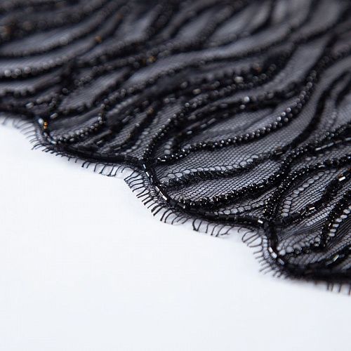 Шантильи с вышивкой и бисером 031-19786 черный