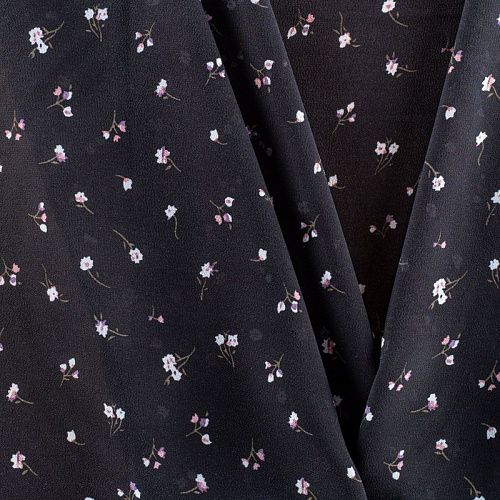 Шелк синтетический 065-01439 черный принтованный