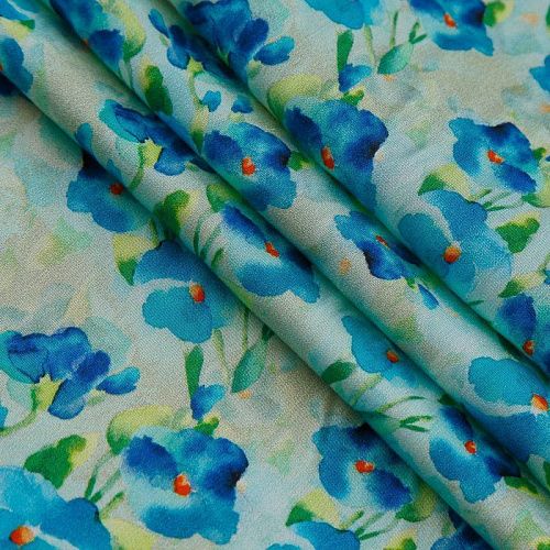 Шелк-штапель 069-17803 мятный принтованный