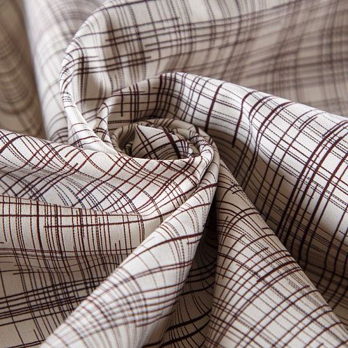 Жаккард стрейч 017-12558 молочно-шоколадный принтованный