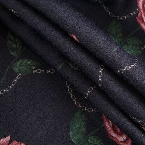 Вискоза 009-12198 черный принтованный