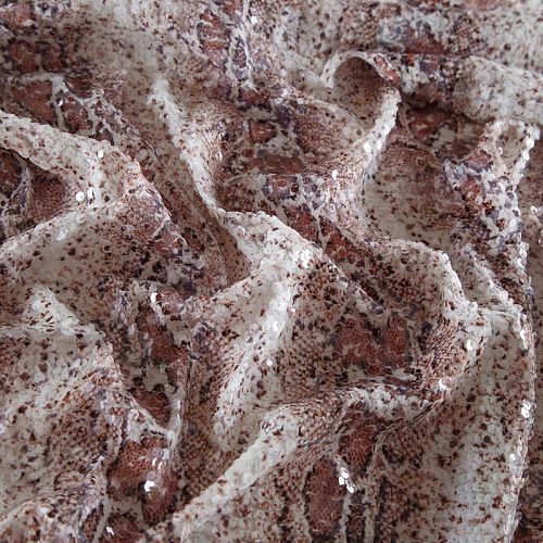 Пайетки на сетке 055-16470 молочный принтованный