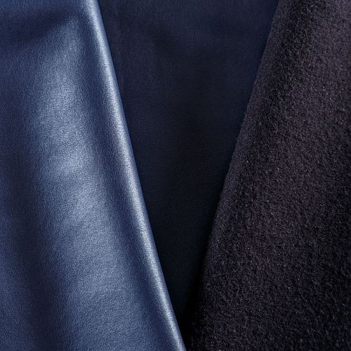 Экокожа на флисе 070-02316 синий однотонный