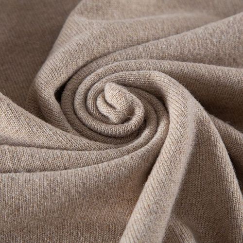 Трикотаж шерстяной вязаный 056-19827 бежевый однотонный