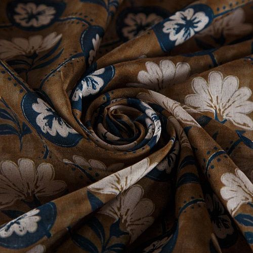 Батист 003-16461 коричневый принтованный