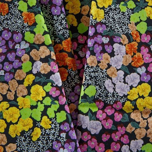 Коттон стрейч 063-12087 черный мультиколор