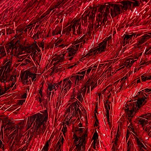Сетка с пайетками и стеклярусом 050-19860 красный