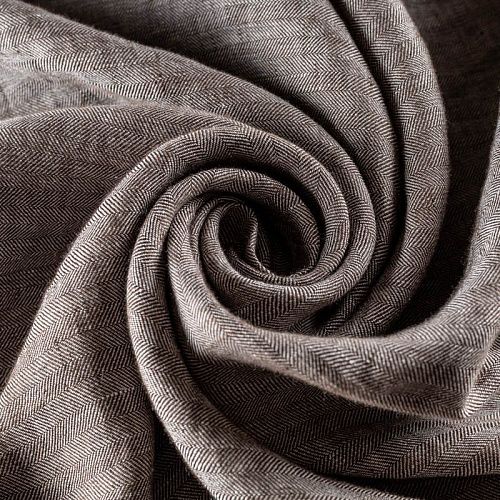 Лен натуральный К36-117 серо-коричневый жаккардовый