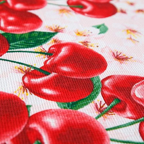 Полотно вафельное 007-13886 разбеленный розовый принтованный