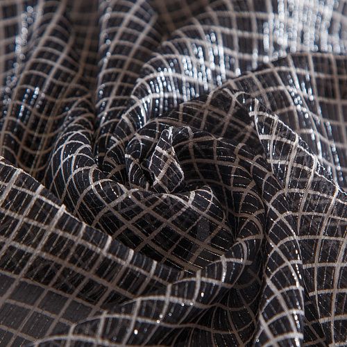 Шифон шелковый с люрексом 068-09872 черный