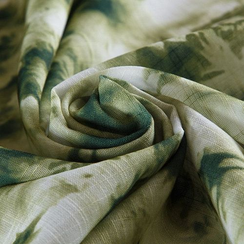 Лен искусственный 035-17440 молочно-зеленый принтованный