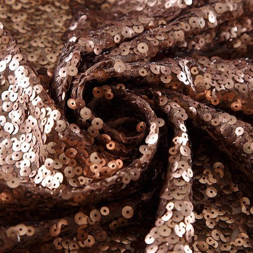 Пайетки на сетке 055-12706 корица однотонный