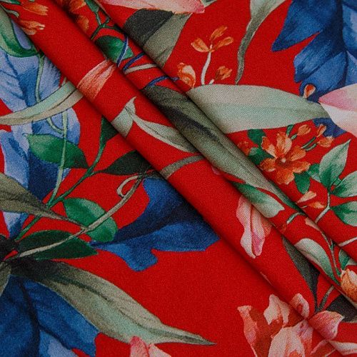 Трикотаж 056-14816 красный принтованный