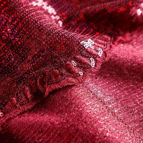 Ткань с пайетками 055-03055 бордовый однотонный