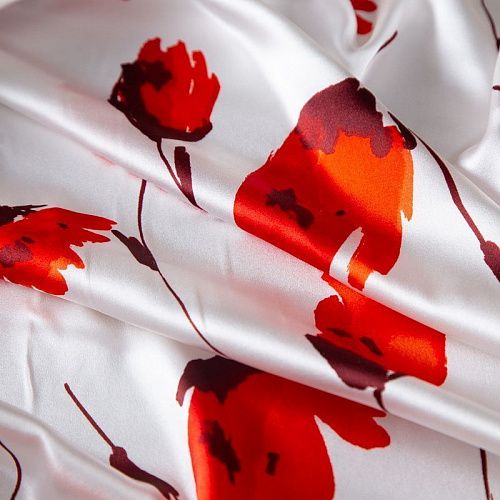 Шелк натуральный стрейч Blumarine 064-20071 молочный принтованный