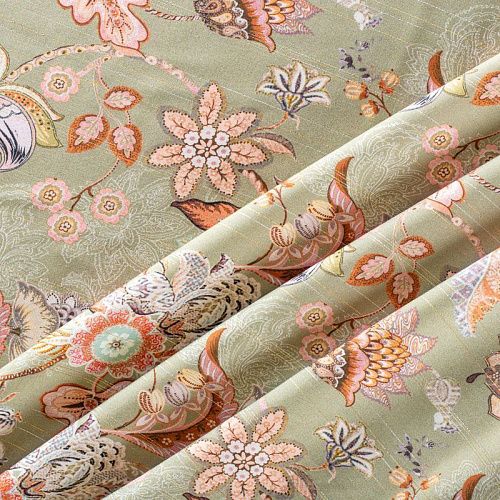 Вискоза с люрексом 009-1004 зеленый шалфей принтованный