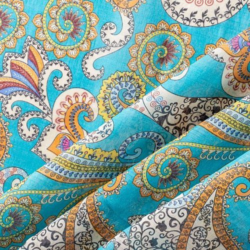 Батист 003-01892 бирюзовый принтованный