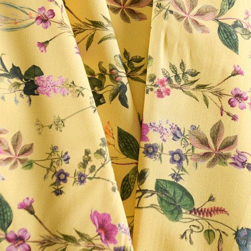 Коттон стрейч 063-12188 желтый принтованный