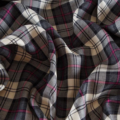 Ткань костюмная 025-12521 молочно-серый клетка