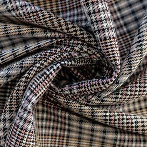 Ткань костюмная К33-401 молочный принтованный