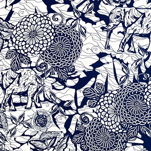 Крепдешин натуральный К32-233 молочный принтованный