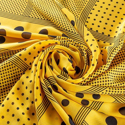 Креп-шифон 027-01415 желтый принтованный