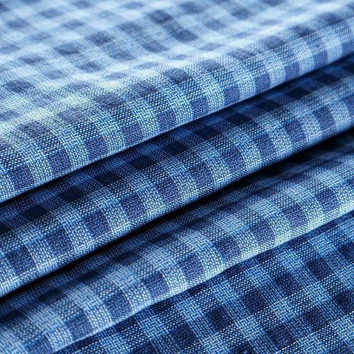 Лен натуральный 035-08557 синий принтованный