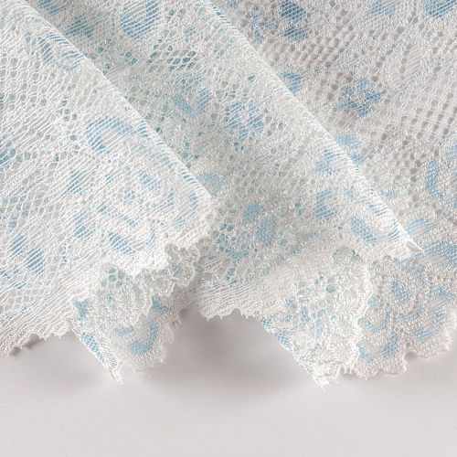 Кружево эластичное 110 мм Ф01-0091 бело-голубой