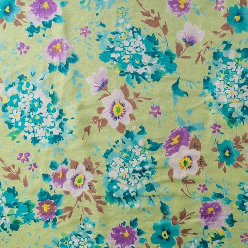 Шелк натуральный К2-198 снежная мята принтованный