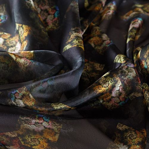 Шифон 068-17405 черный принтованный