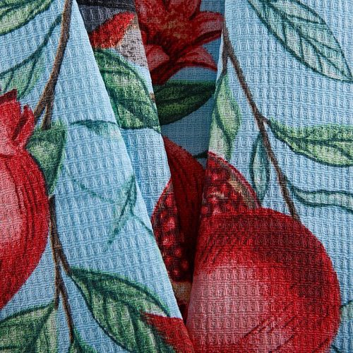 Полотно вафельное 007-15299 голубой принтованный