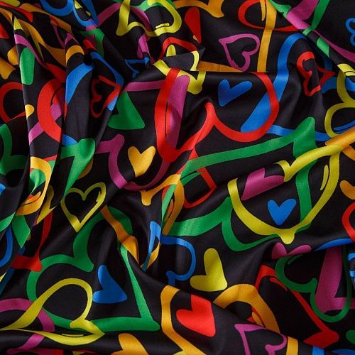 Шелк синтетический 065-13928 черный принтованный